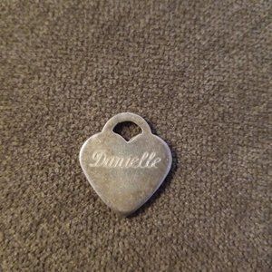 "Danielle" engraved antique silver charm 1 inch